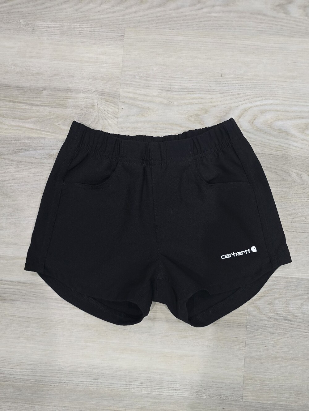 Carhartt Girls Black Casual Elastic-Waist Shorts with Logo Size XS (7)